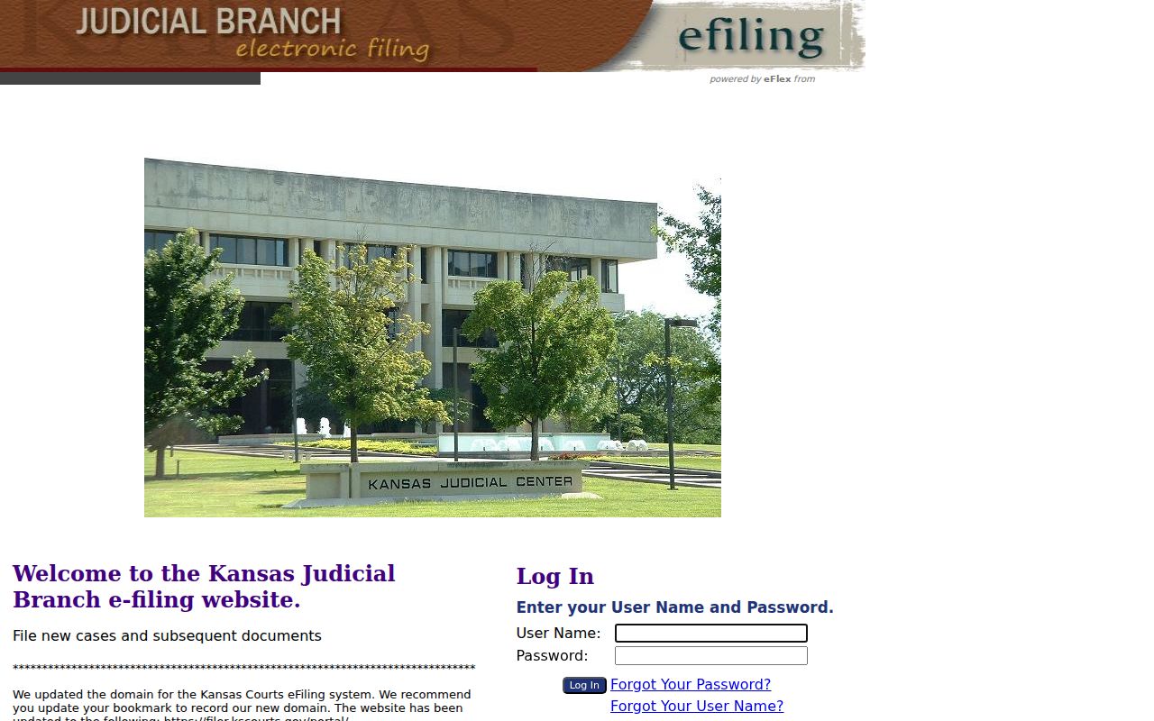 Atchison County docket search distinction shown on the Kansas eFlex filing portal
