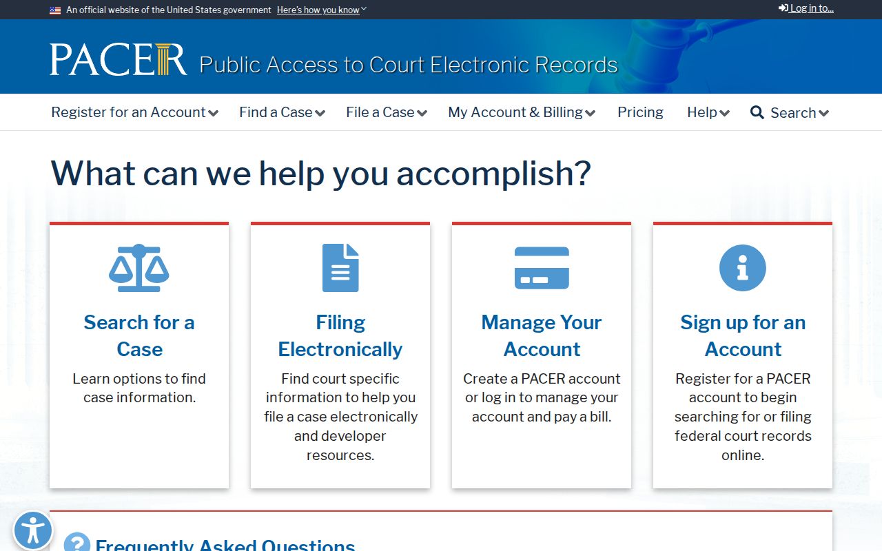 Muscotah court records federal PACER public access page